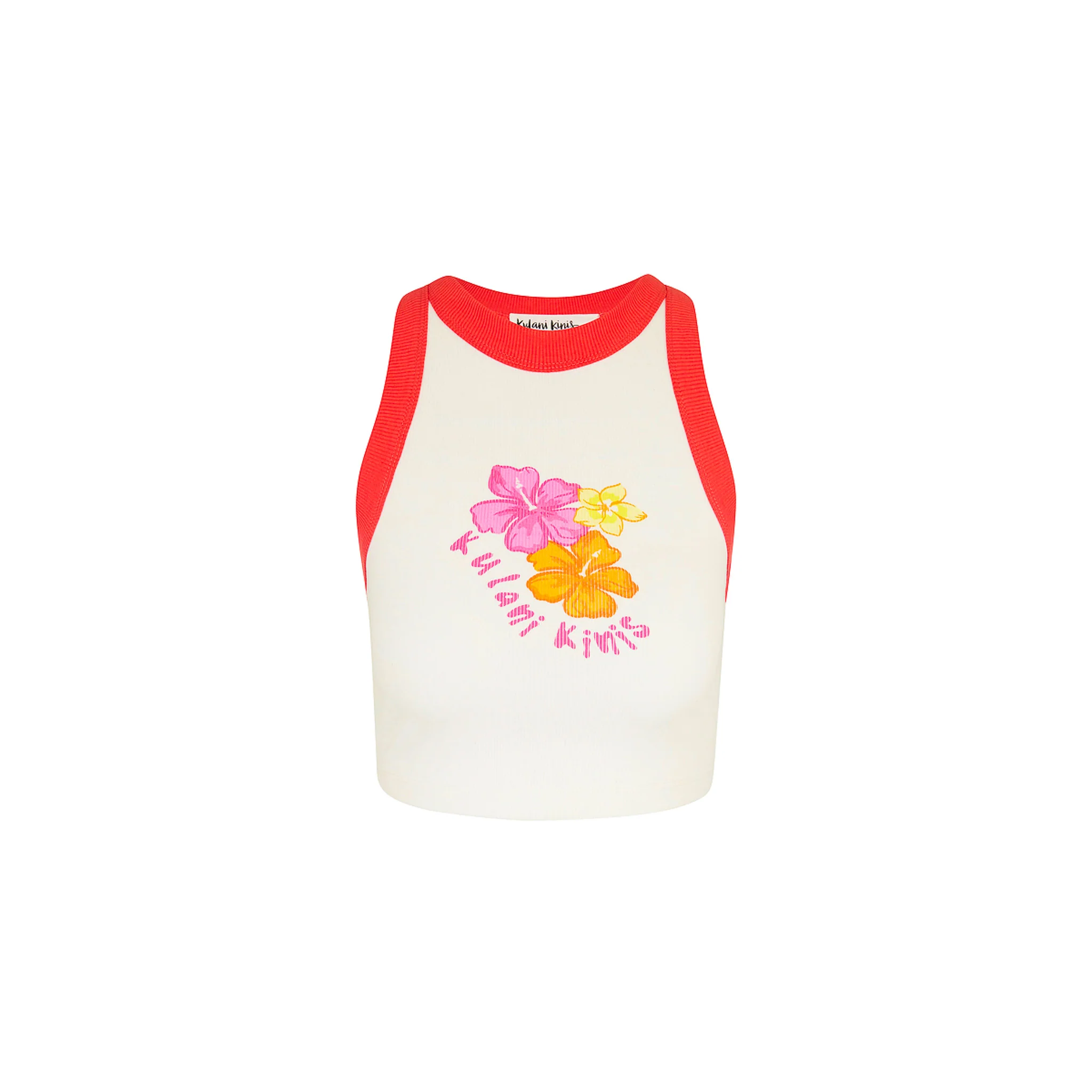 Bind Crop Tank Top - Hibiscus Kisses