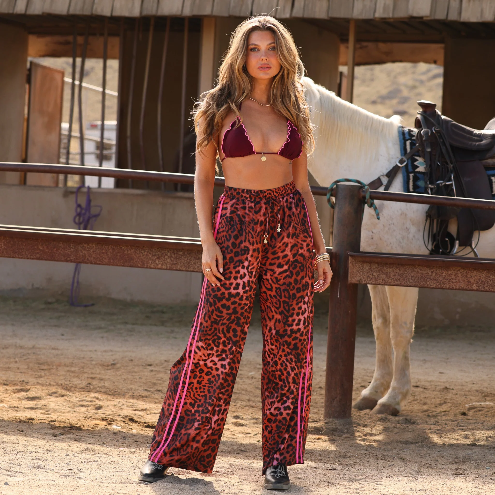 Drawstring Resort Pants - Leopard Lasso - Image 4