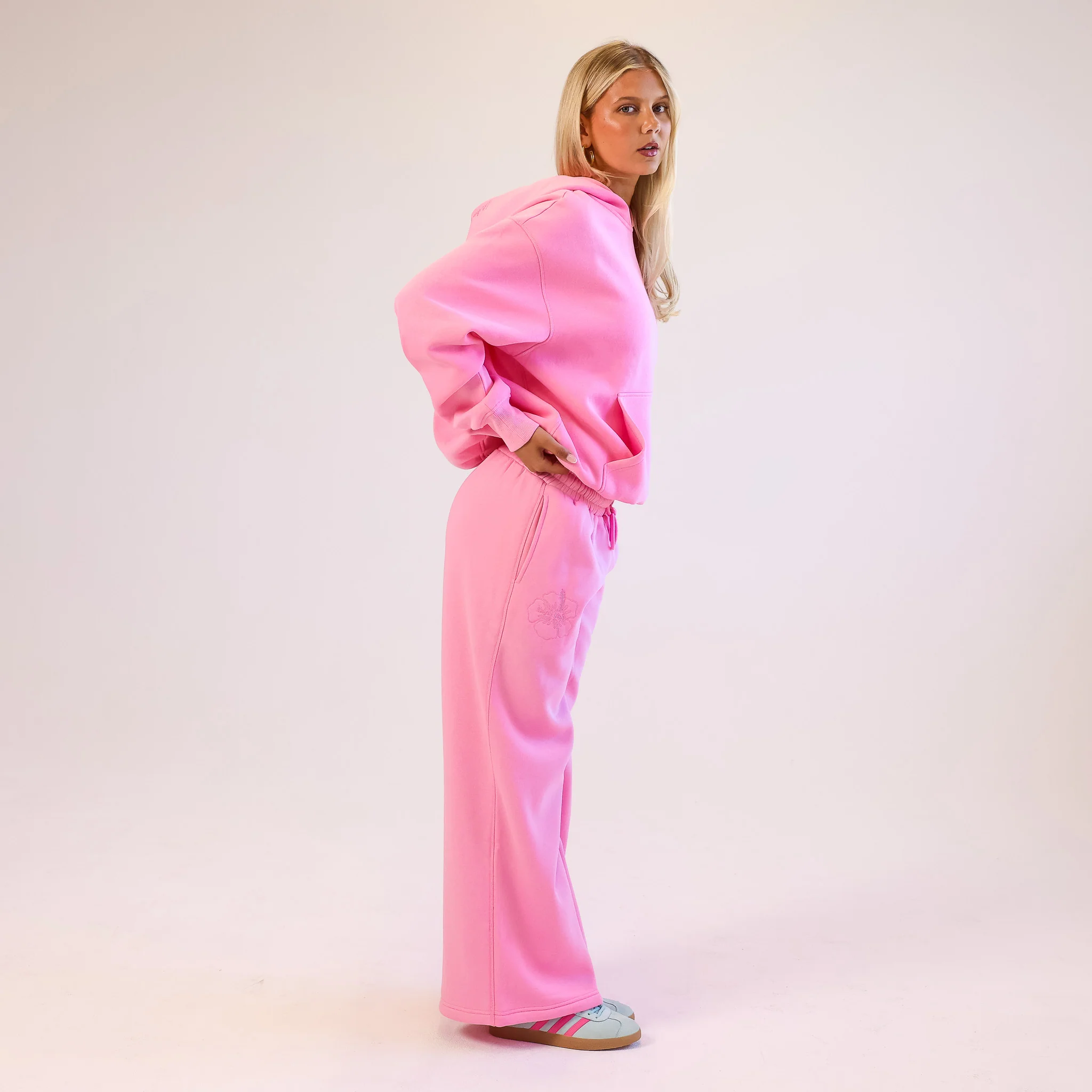 Embroidered Track Pants - Powder Puff - Image 6