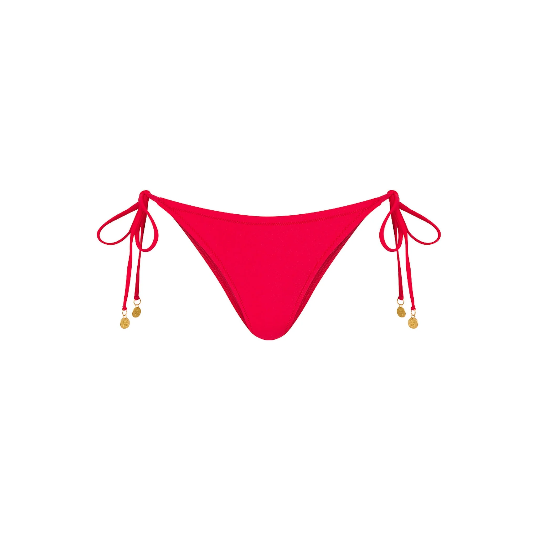 Full Coverage Tie Bikini Bottom - Cherry Crush