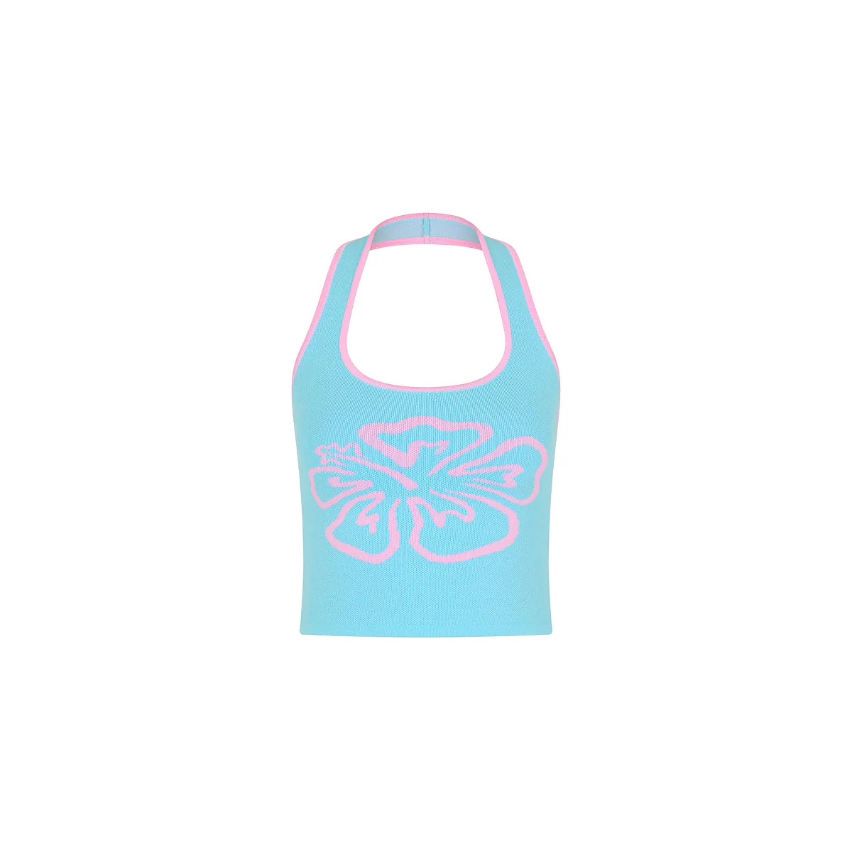 Knit Halter Tank Top - Island Sky