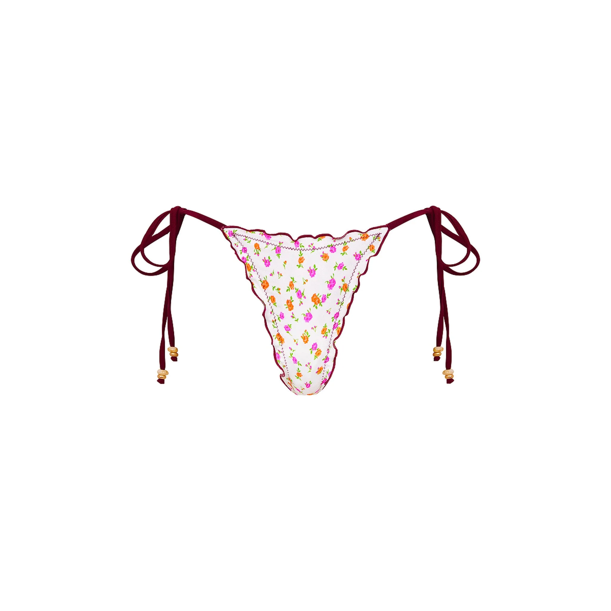 Lettuce Edge Thong Tie Bikini Bottom - Rosie Posie