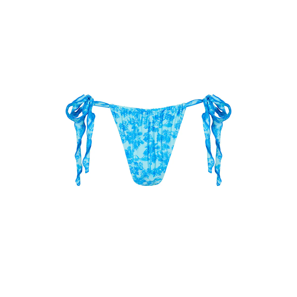 Lettuce Tie Ruched Thong Bikini Bottom - Ocean Paradise - Image 10