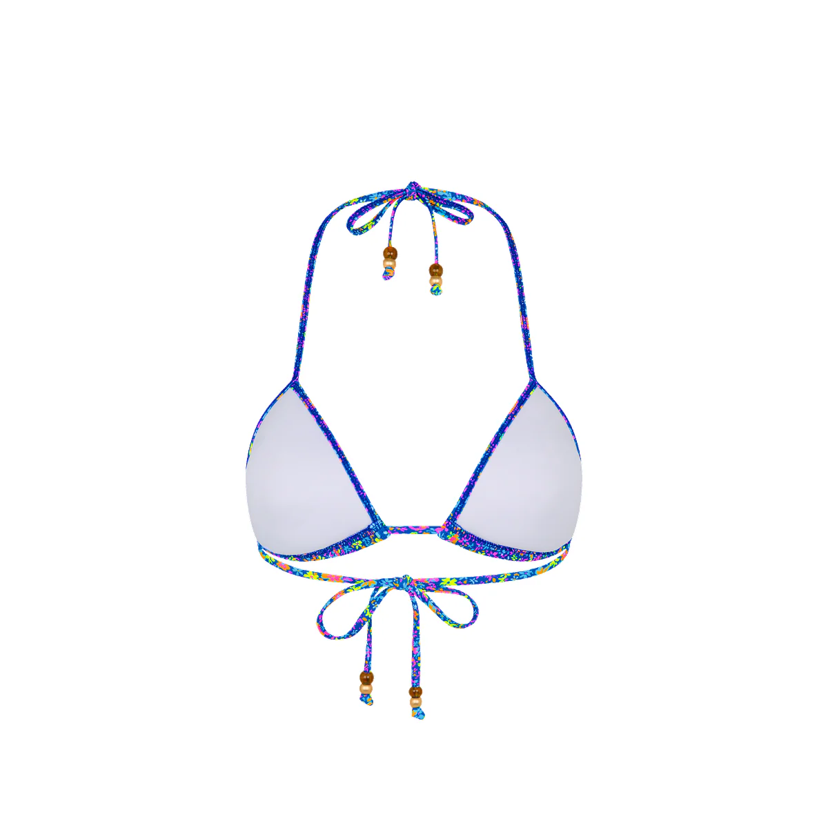Padded Bind Triangle Bikini Top - Electric Bloom - Image 8