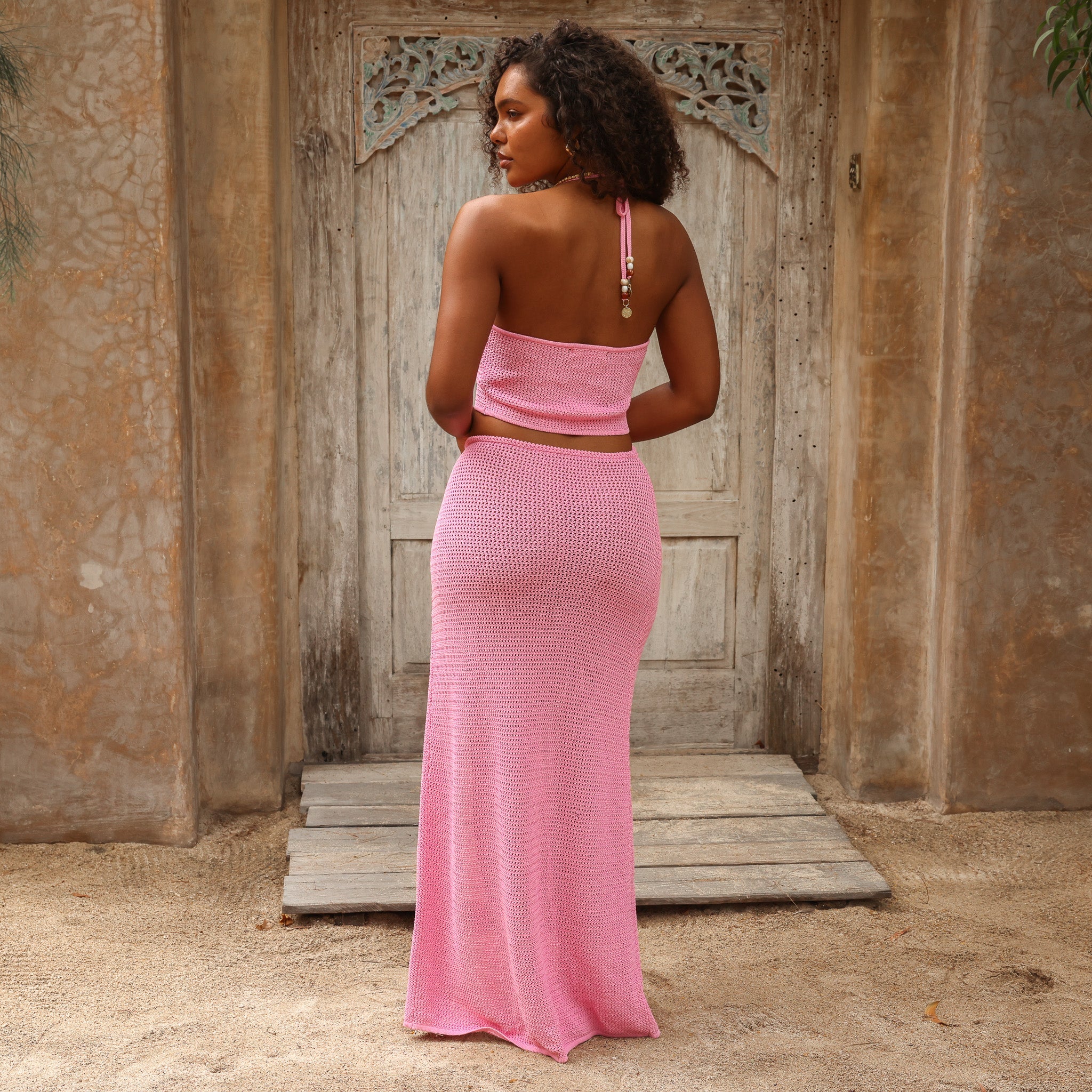 Ring Side Split Maxi Skirt - Bubblegum - Image 7