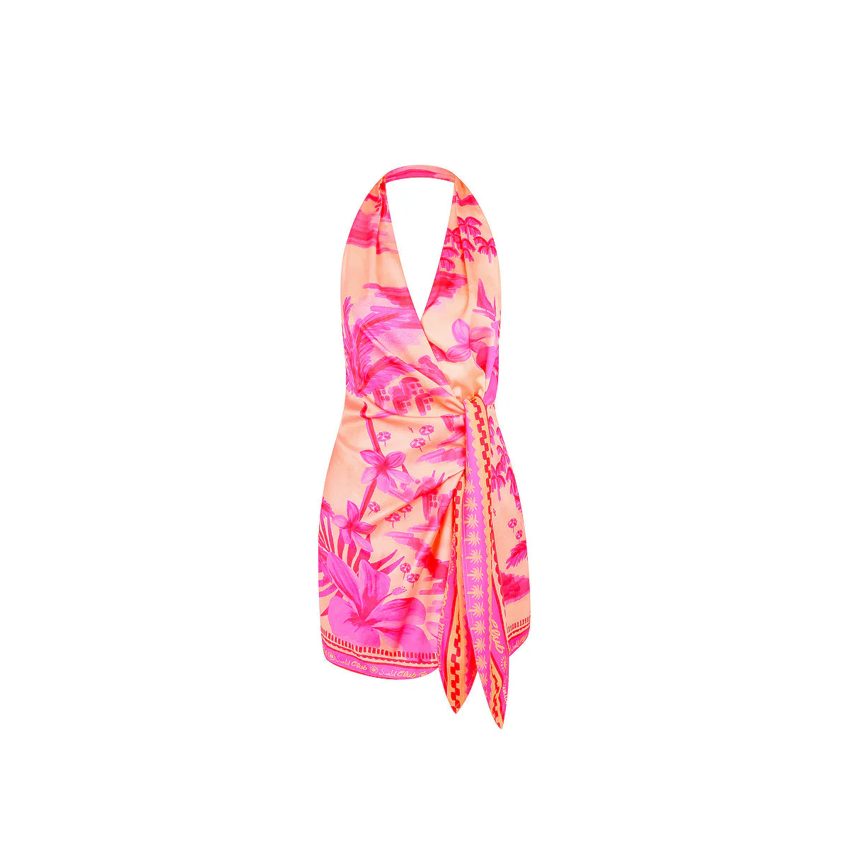 Satin Halter Wrap Mini Dress - Sippin Pretty