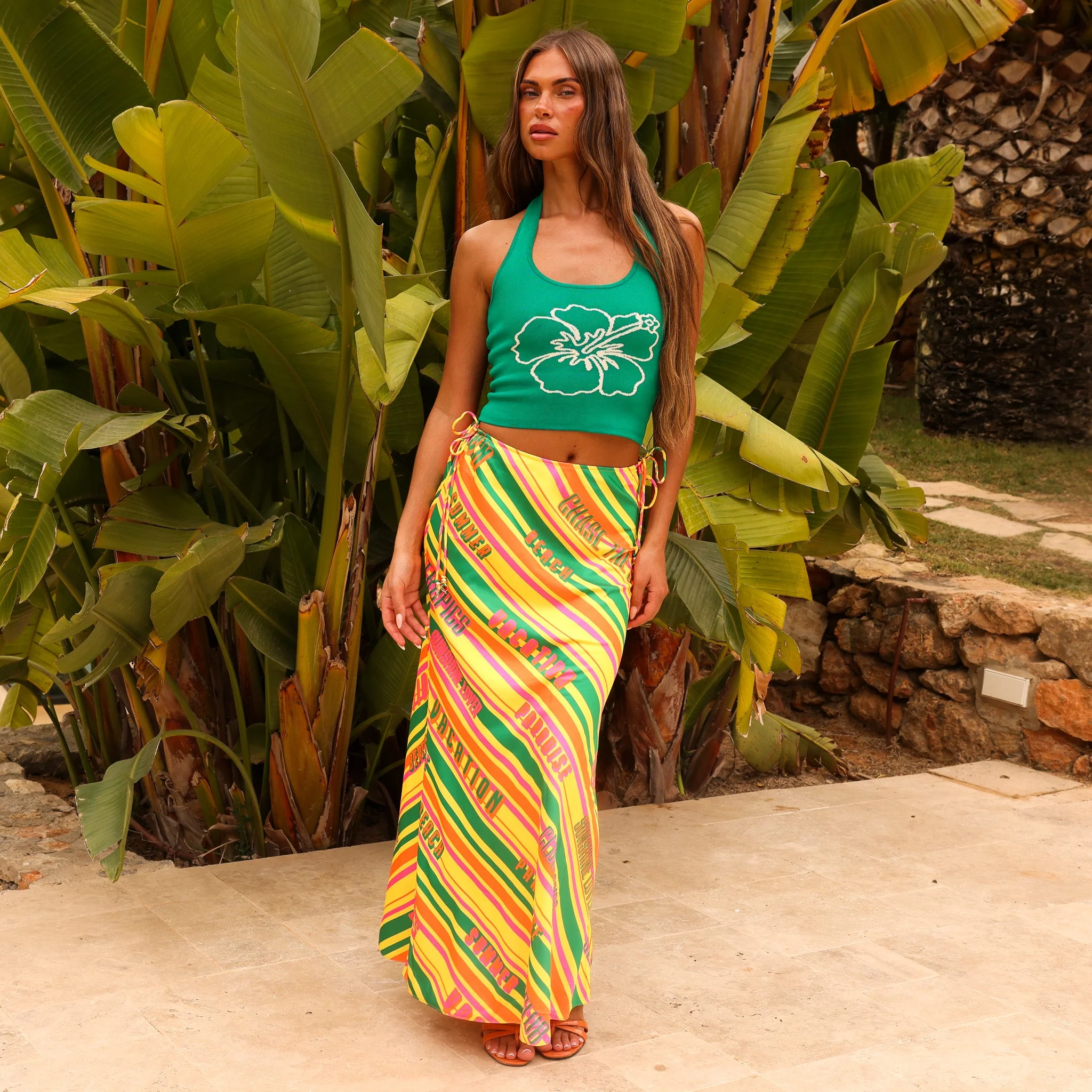 Satin Tie Side Maxi Skirt - Sunshine Lover - Image 10