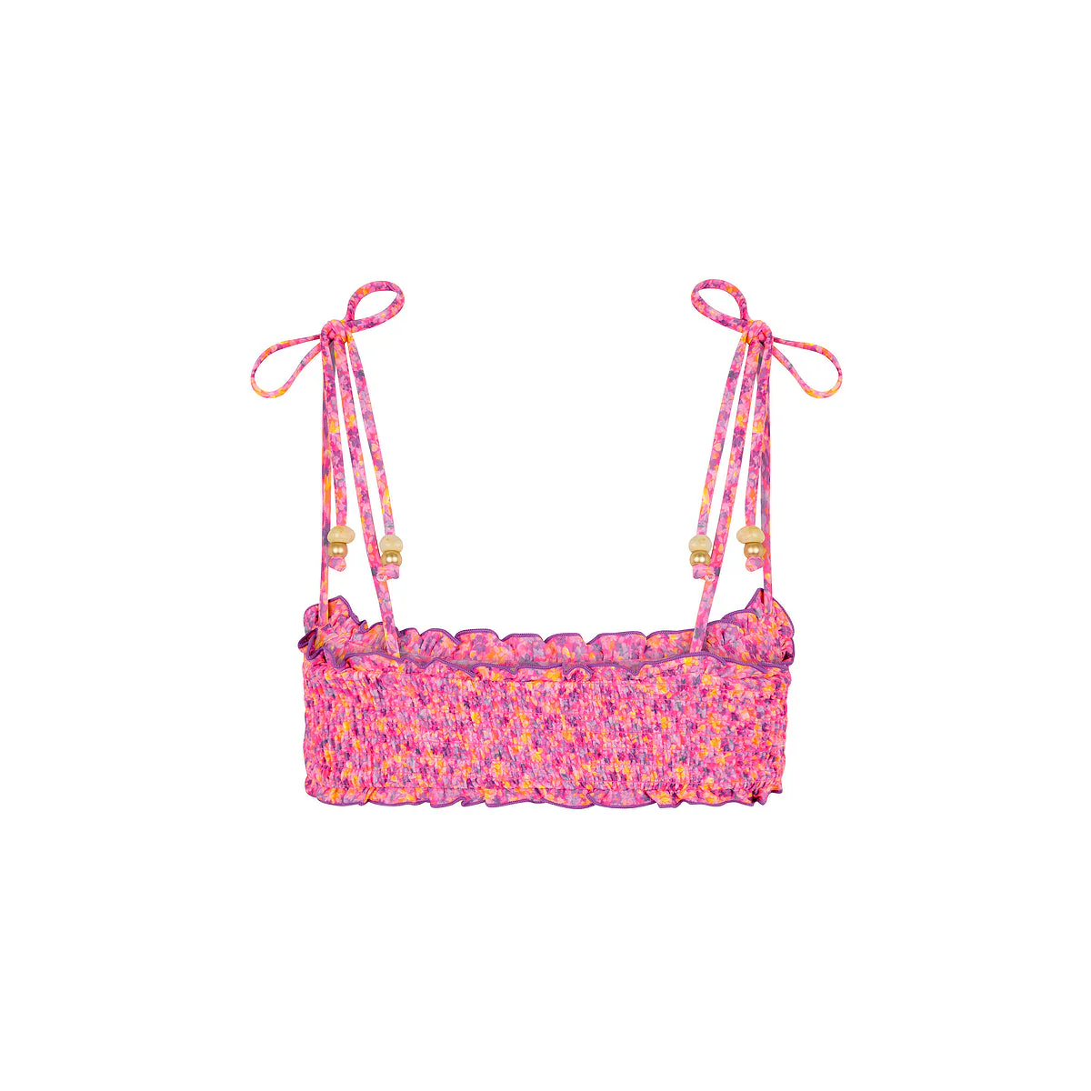 Shirred Crop Tie Bikini Top - Gelato Bloom - Image 10