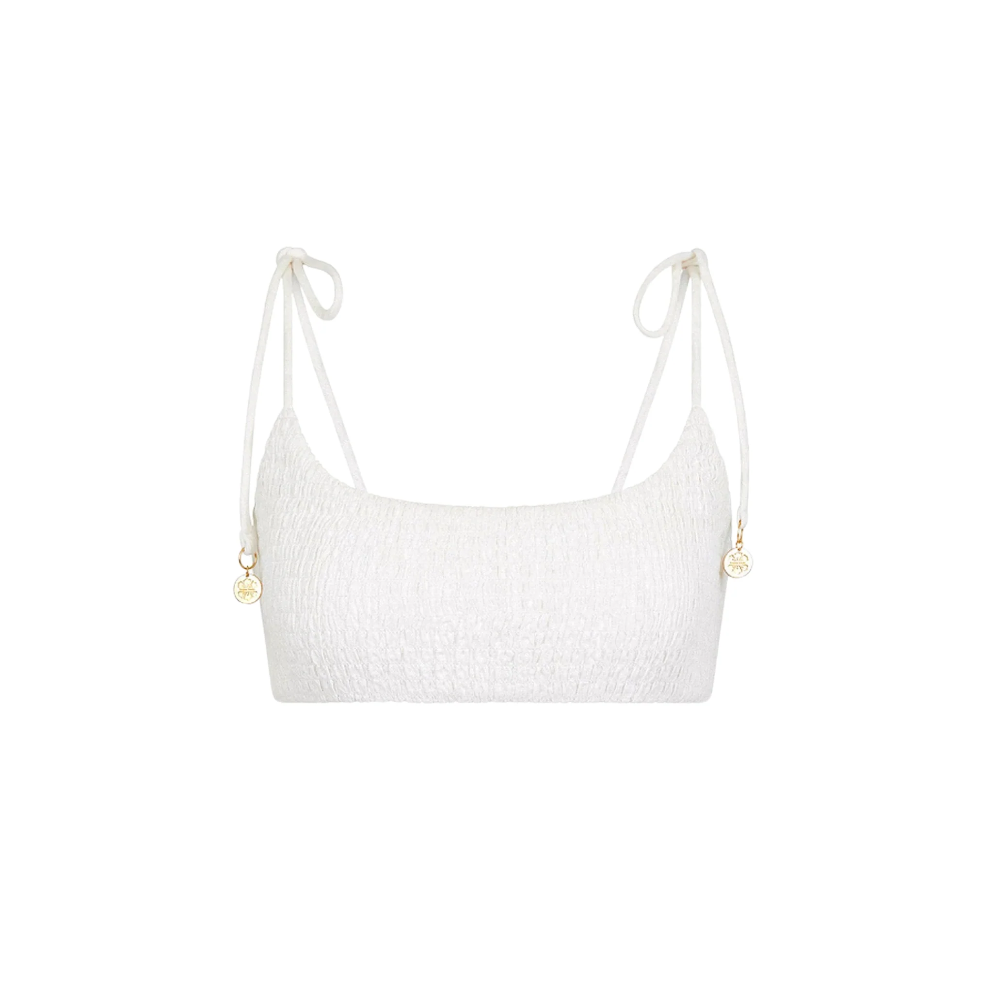 Simple Shirred Tie Crop - Natural White